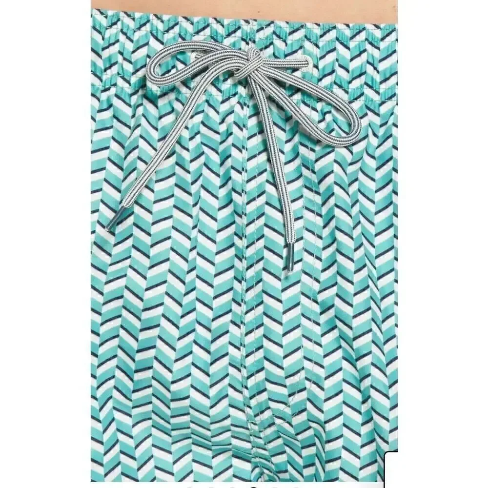 Ted Baker Swim Trunks Mens 6 XXL Teal Chevron Geometric Lobster Logo Mesh Lined